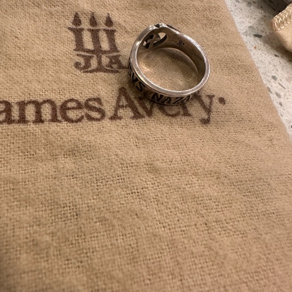 Retired James Avery Hammered Cross Heart Ring - Picture 3 of 3